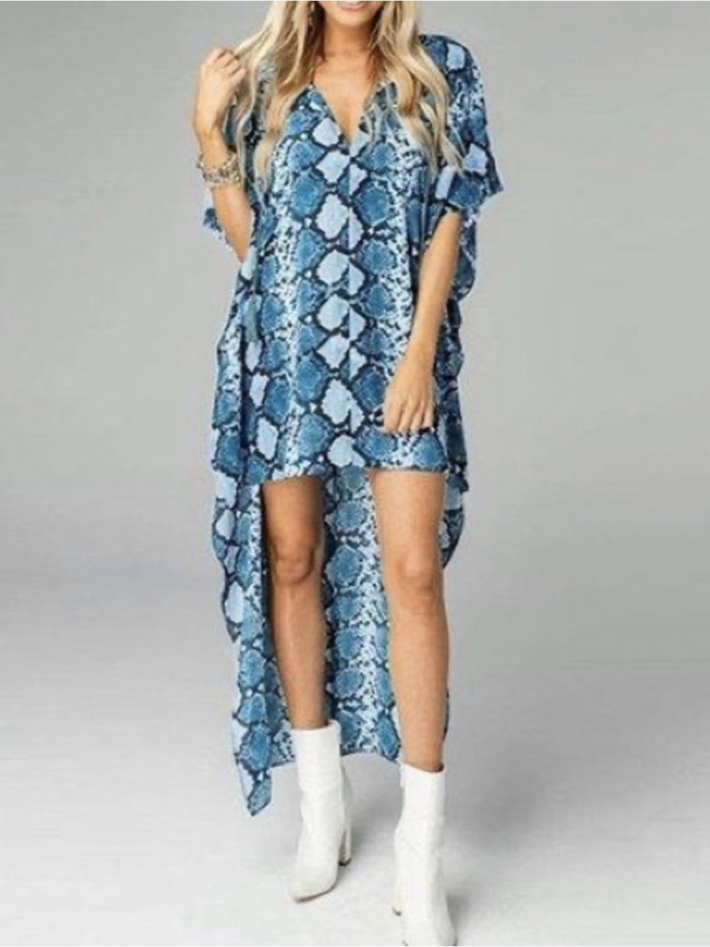 Buddy Love Snake-Print High-Low V-Neck Dress